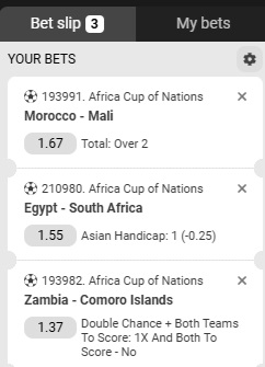 Melbet букмекерлік кеңсесіндегі экспресс-ставкасы бар купон